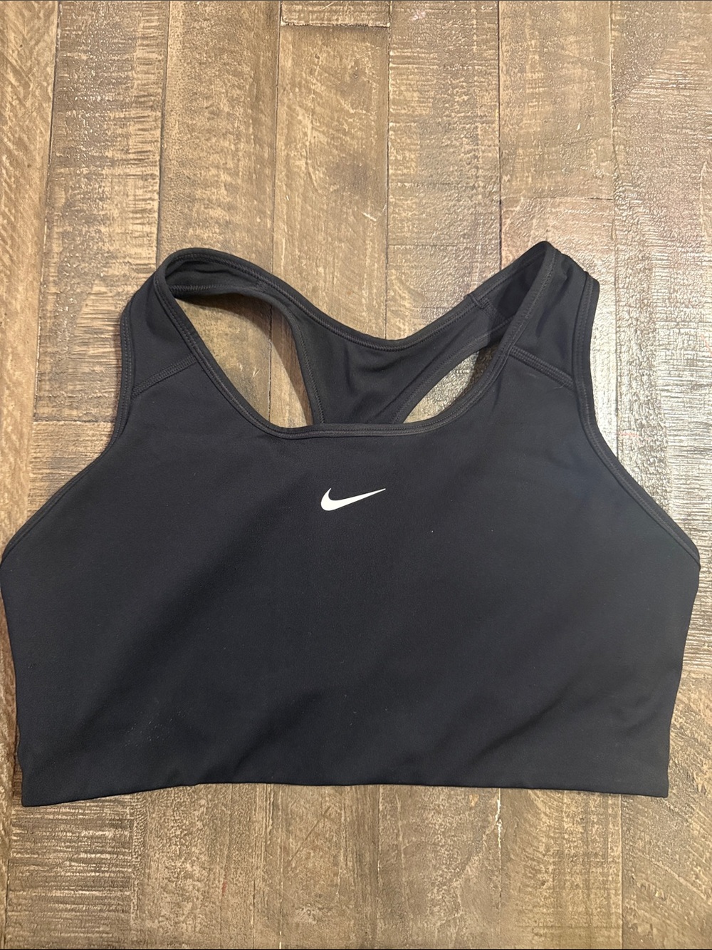 Nike Black Racerback Sports Bra with White Swoosh
